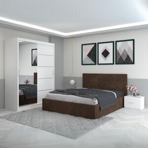 Dormitor Filip Maro Cu Pat Tapitat Catifea 160x200