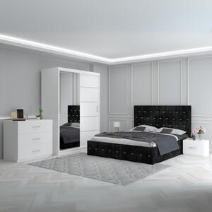 Dormitor Eric Negru + Comoda 3 Sertare 160x200