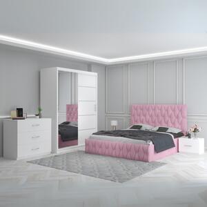 Dormitor Eric Roz + Comoda 3 Sertare 160x200