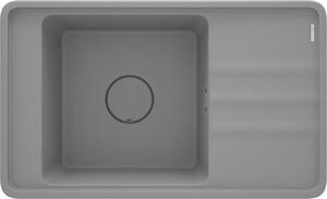 Chiuvetă Deante Momi din granit cu scurgător, 1 compartiment 820x500x229 mm, gri metalic, oțel, ZKM_S11B