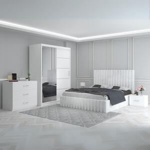 Dormitor Luca Alb + Comoda 3 Sertare 160x200