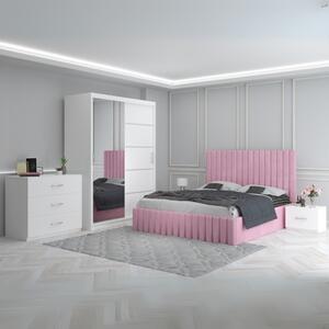 Dormitor Luca Roz + Comoda 3 Sertare 160x200