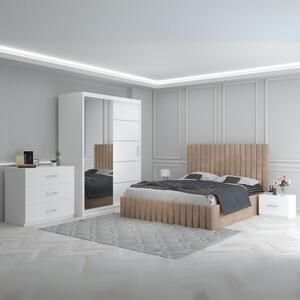 Dormitor Luca Crem + Comoda 3 Sertare 160x200