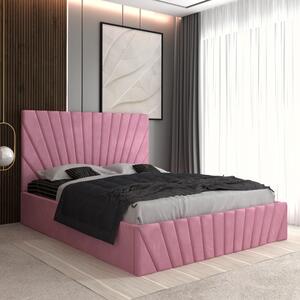 Pat Tapitat Toma Roz + Saltea Lux Ortopedica 160x200
