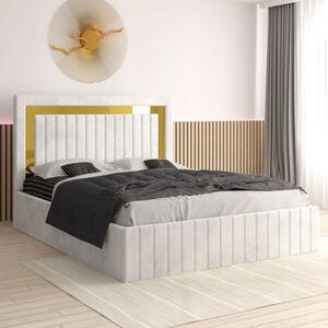 Pat Tapitat Ianis Alb + Saltea Lux Ortopedica 160x200