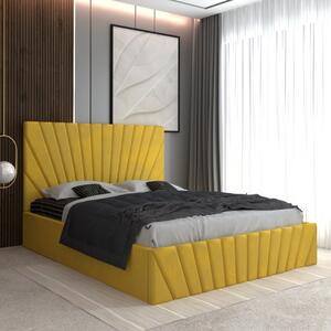 Pat Tapitat Toma Galben + Saltea Lux Ortopedica 160x200