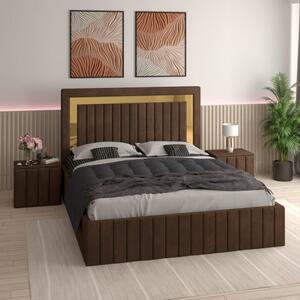 Pat Tapitat Ianis Maro + Saltea Lux Ortopedica + Noptiere Tapitate 160x200