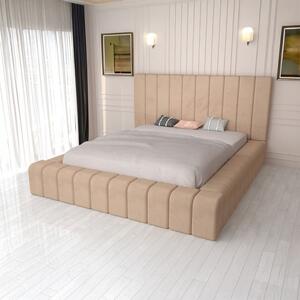 Pat Tapitat Complet Cod 01 Crem + Saltea Lux Ortopedica 160x200