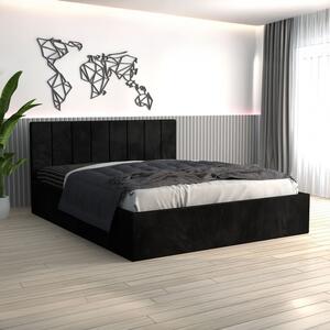 Pat Tapitat Sorin Negru + Saltea Lux Ortopedica 160x200
