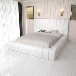 Pat Tapitat Complet Cod 01 Alb + Saltea Lux Ortopedica 160x200