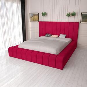 Pat Tapitat Complet Cod 01 Rosu + Saltea Lux Ortopedica 160x200