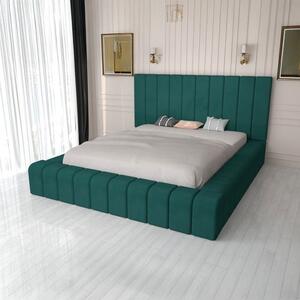 Pat Tapitat Complet Cod 01 Verde + Saltea Lux Ortopedica 160x200