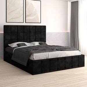 Pat Ven03 Negru + Saltea Lux Ortopedica 140x200