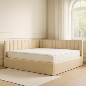 Pat Tapitat De Colt Figo Crem Catifea Premium + Saltea Lux Ortopedica 160x200