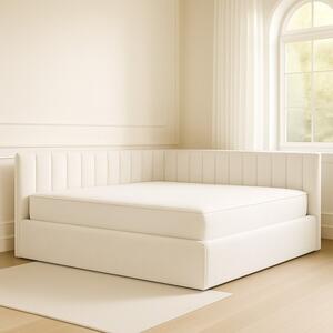Pat Tapitat De Colt Figo Alb Catifea Premium + Saltea Lux Ortopedica 160x200
