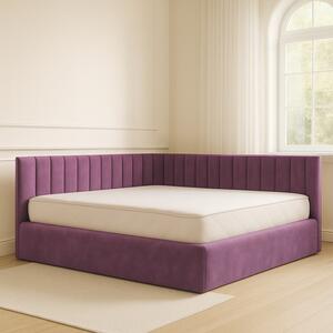 Pat Tapitat De Colt Figo Mov Catifea Premium + Saltea Lux Ortopedica 160x200