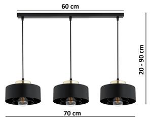 Brilagi - Lustră suspendată pe cablu SPRING 3xE27/60W/230V negru/auriu