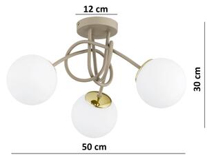 Brilagi - Lustră de tavan aplicată MILO ECRU 3xE27/60W/230V, bej/auriu