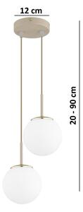 Brilagi - Lustră suspendată pe cablu, MILO ECRU 2x E27, 60 W, 230 V, bej/auriu