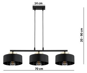 Brilagi - Lustră suspendată pe cablu SPRING 3xE27/60W/230V negru/auriu