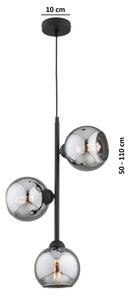 Brilagi - Lustră suspendată pe cablu DIOR 3xE27/60W/230V negru/gri fumuriu