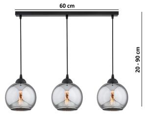 Brilagi - Lustră suspendată pe cablu DIOR 3xE27/60W/230V, negru/gri fumuriu