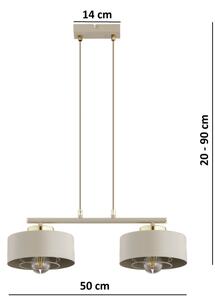 Brilagi - Lustru suspendat pe cablu SPRING 2xE27/60W/230V bej/auriu