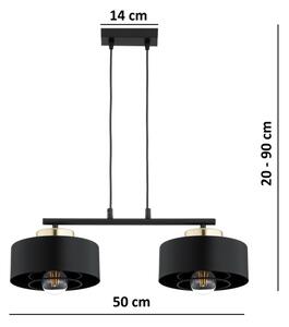 Brilagi - Lustră suspendată pe cablu SPRING 2xE27/60W/230V negru/auriu