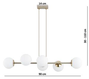 Brilagi - Candelabru suspendat pe cablu, MILO ECRU 6xE27/60W/230V, bej/auriu