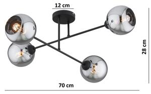 Brilagi - Lustră aplicată de tavan, 4 x E27, 60W, 230V, negru/gri fumuriu