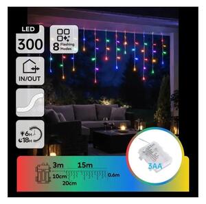 Aigostar - Ghirlandă LED de exterior pentru Crăciun, 300xLED/8 moduri, 3xAA, 18x06m, IP44, multicolor