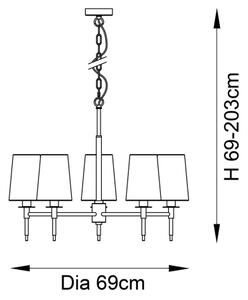 Endon 99457 - Candelabru suspendat pe lanț, 5xE14/6W/230V, crom lucios/alb