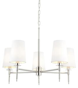 Endon 99457 - Candelabru suspendat pe lanț, 5xE14/6W/230V, crom lucios/alb