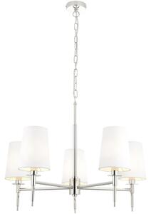 Endon 99457 - Candelabru suspendat pe lanț, 5xE14/6W/230V, crom lucios/alb
