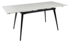 Masa extensibila REEF, alb cu efect de marmura/negru, ceramica/metal