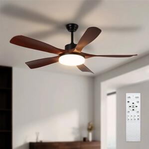 Brilagi - Ventilator de tavan LED dimabil/34W/230V 132 cm negru/maro + telecomandă