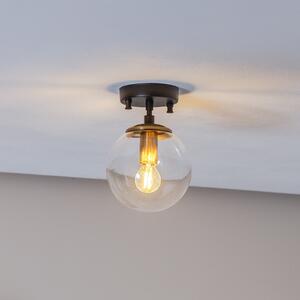 Plafonieră Atmaca 10205 auriu antic/negru sticlă transparentă Ø 15cm