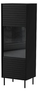 Vitrina CORTINA, negru, PAL laminat/sticla, 53x40x182 cm