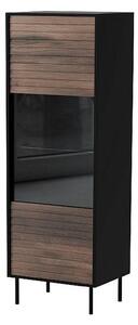 Vitrina CORTINA, nuc/negru, PAL laminat/sticla, 53x40x182 cm