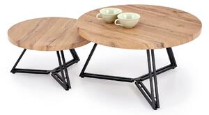 Set 2 masute cafea ANGER, stejar auriu/negru