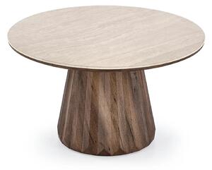 Masuta cafea DIAVOLA, travertin/nuc, 80x47 cm