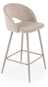 Scaun bar H96, bej deschis/casmir, stofa catifelata/otel, 48x49x89 cm