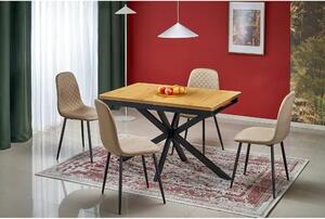 Masa extensibila HOLTER, stejar auriu/negru, 120/160x80x76 cm