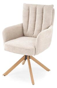 Scaun rotativ K594, bej/stejar, stofa/lemn, 60x64x95 cm