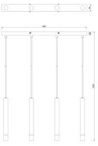 Zuma Line P241125804GD - Lustră suspendată pe cablu VELIC, 4 x soclu G9, 5 W, 230 V, auriu