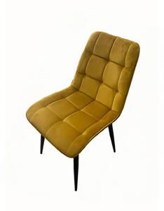 Scaun CHIC, galben curry/negru stofa catifelata/metal, 50x58x88 cm