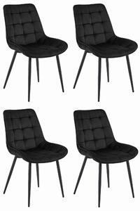 Set Scaune 4 Bucatarie/Dining Joy Negre Catifea