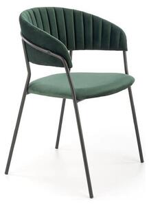 Scaun K426, verde inchis/negru, stofa catifelata/metal, 57x54x79 cm