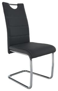 Scaun dining ABIRA NEW, gri inchis/crom, piele ecologica/metal, 44x57x