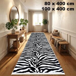 Traversa hol antiderapanta, 100x400 cm, model zebra, alb cu negru, TRV2114